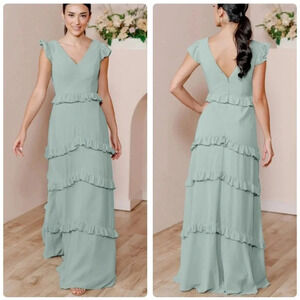 Revelry Amelia Chiffon Dress in Sage Size 4